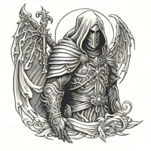 Azrael, guiding me beyond the veil tattoo design idea