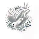 a dove with an olive branch inside  tattoo design idea