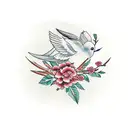 a dove with an olive branch inside  tattoo design idea