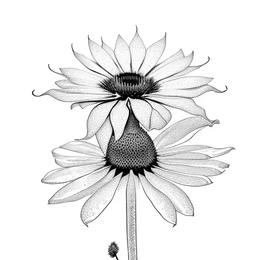 simplified echinacea flower tattoo design idea