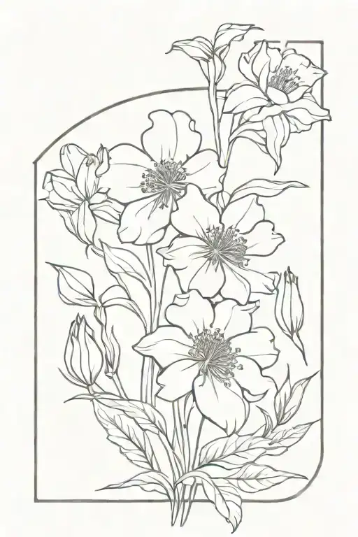 carnation, snowdrop, primrose and violet flower tattoo design idea