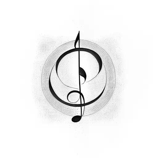 A minimalist tattoo of a music note intertwined with a quill pen, symbolizing the client's love for both music and literature. tattoo design idea