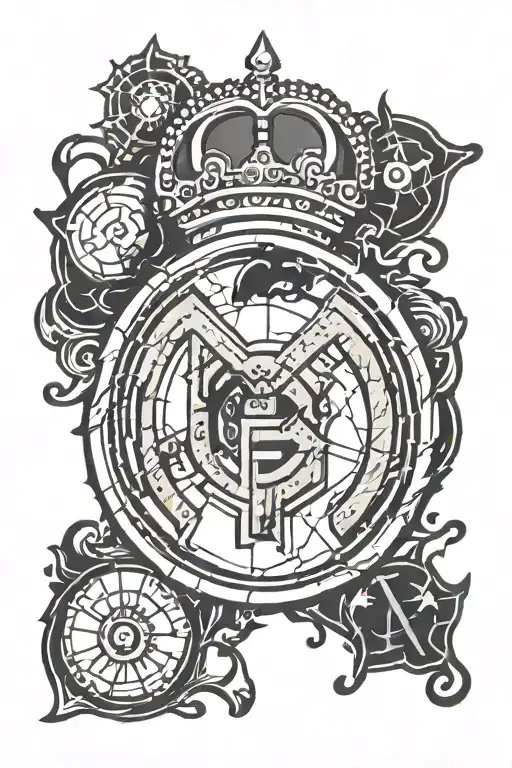  real madrid logo  with number 4 elements tattoo design idea