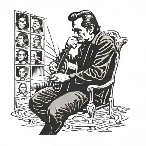 when the man comes around Johnny cash with Jesus  tattoo design idea