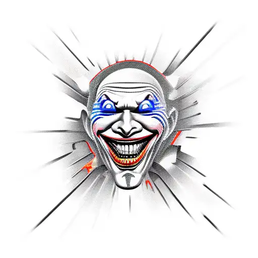 A mechanical joker holding a wrench tattoo design idea