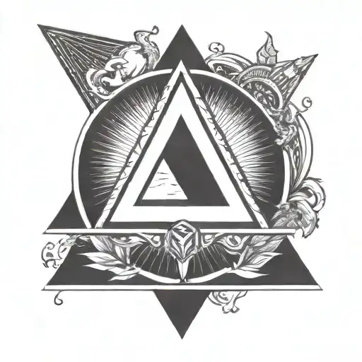 AA symbol of a triangle inside a circle, withe communist symbol inside the triangle tattoo design idea