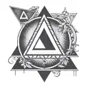 AA symbol of a triangle inside a circle, withe communist symbol inside the triangle tattoo design idea