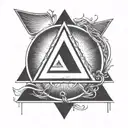 AA symbol of a triangle inside a circle, withe communist symbol inside the triangle tattoo design idea