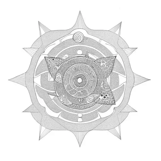 golden ratio , solar system, tin-yang style koi tattoo design idea