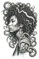 African american medusa with snakes coming out of afro  tattoo design idea