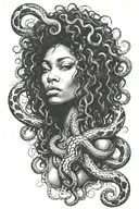 African american medusa with snakes coming out of afro  tattoo design idea