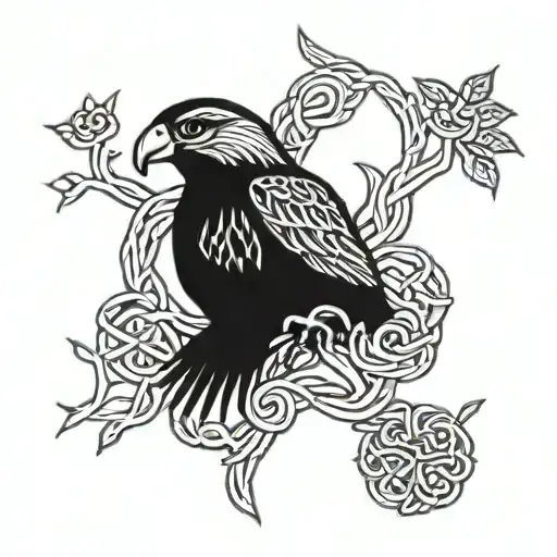 Celtic tree of life branch knot polish falcon tattoo design idea