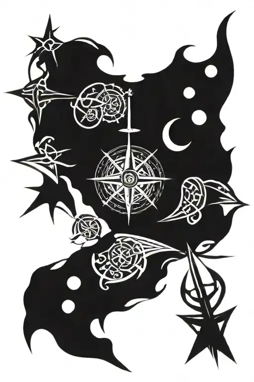 Norse Welsh Celtic compass ship tattoo design idea