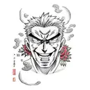 all might from my hero academia with flowers background tattoo design idea