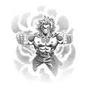 all might from my hero academia with flowers background tattoo design idea