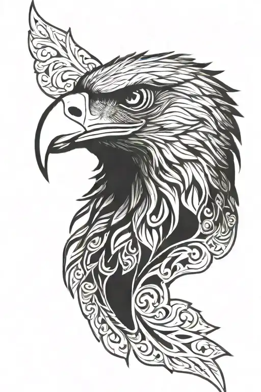 black eagle head tattoo design idea