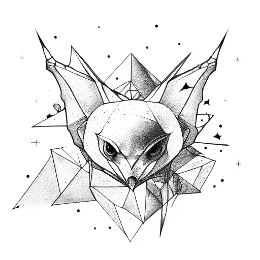 bat crystals, moon and stars  tattoo design idea
