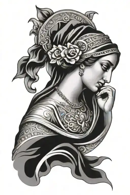 Greek Orthodox Virgin Mary in Chicano style tattoo tattoo design idea
