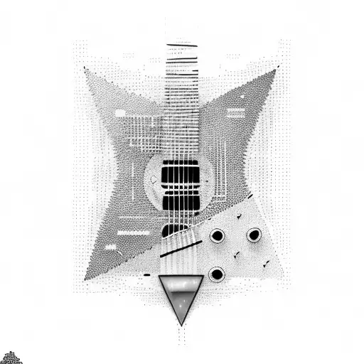 A binary code pattern forming a guitar silhouette tattoo design idea