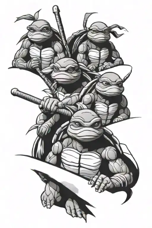 Ninja Turtles meditating tattoo design idea