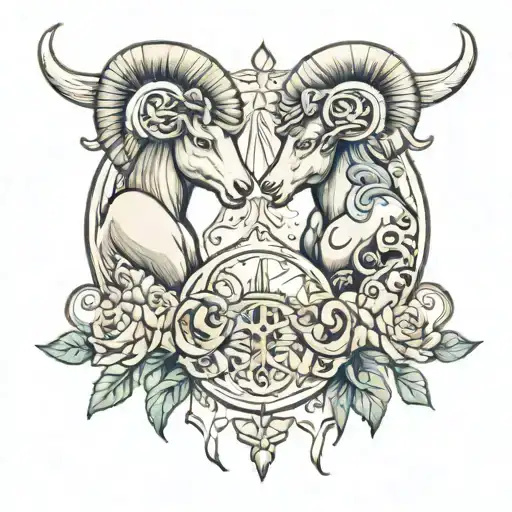 Aries and libra zodiac sign tattoo design idea