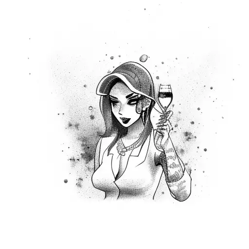 bartender mix girl drink  tattoo design idea