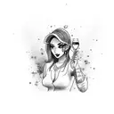 bartender mix girl drink  tattoo design idea