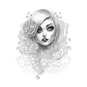 bartender mix girl drink  tattoo design idea