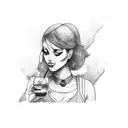 bartender mix girl drink  tattoo design idea