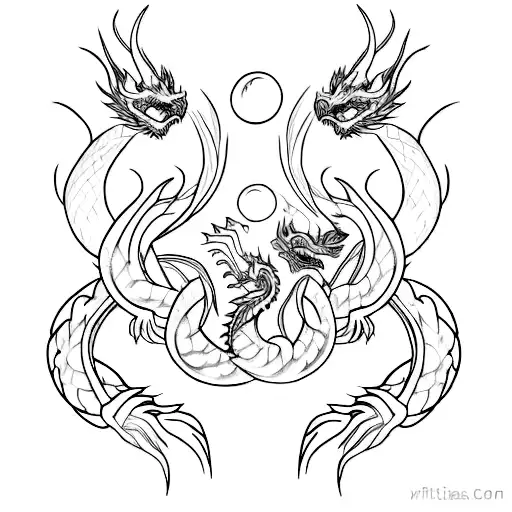 line art minimalist dragon tattoo design idea