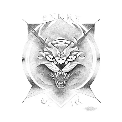 create a design that features the word "Endure" in a bold, stylized font. visual interest and symbolism to the design tattoo design idea