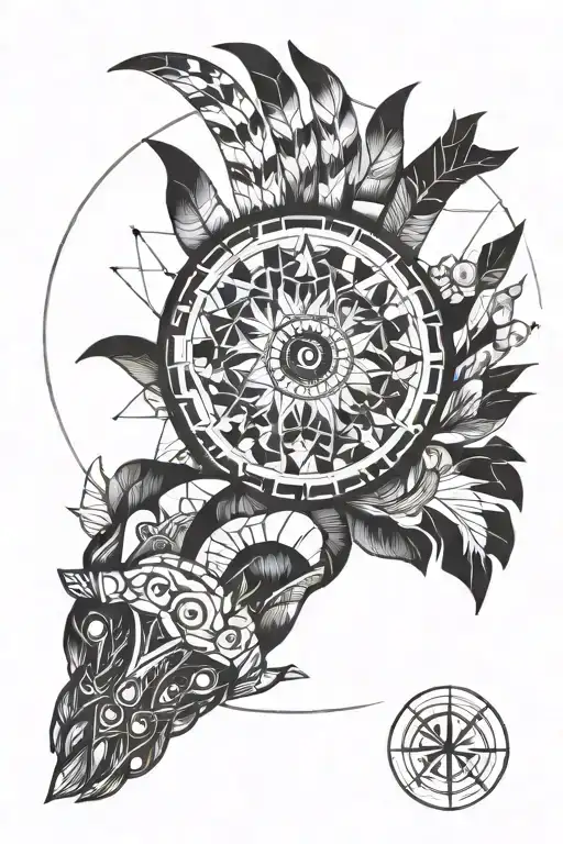 a circle that has diffetent element of booxing like gloves and elements of nature tattoo design idea