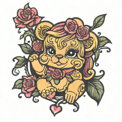 princess gummy bear tattoo design idea