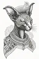 Sphinx cat w Egyptian theme sleeve tattoo design idea