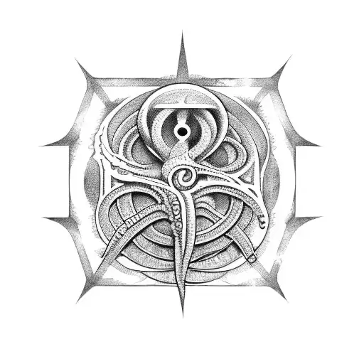 Lovecraftian cosmic horror sigil tattoo design idea
