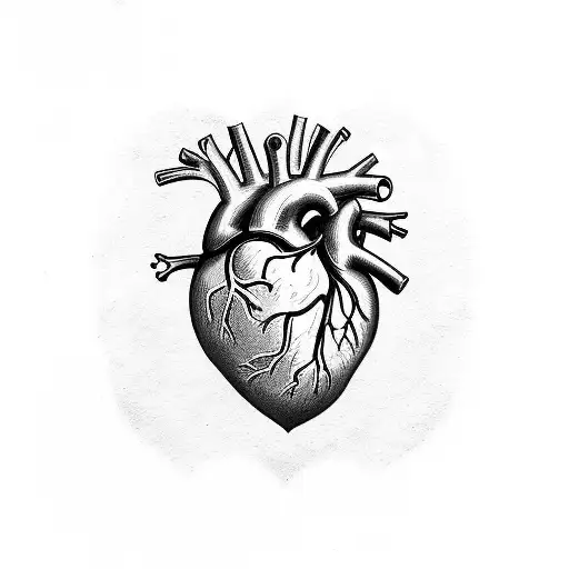 anatomical heart with names Lucy Ruby Isla tattoo design idea