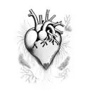 anatomical heart with Lucy Ruby Isla tattoo design idea