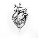 anatomical heart with Lucy Ruby Isla tattoo design idea