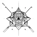 flecha, triangulos y nombre de adrian tattoo design idea