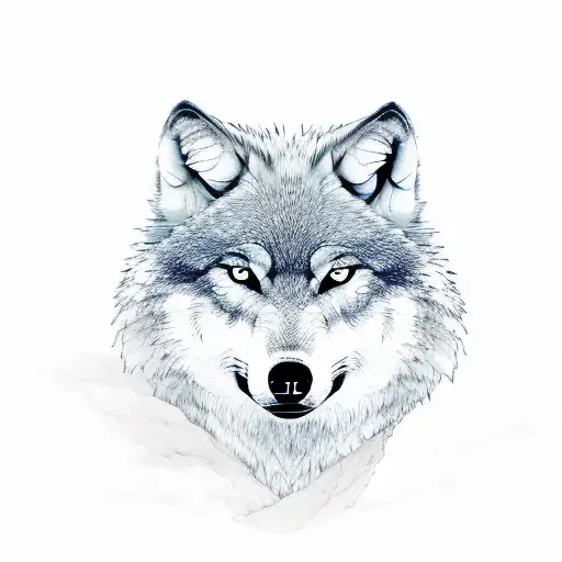 wolf over the ocean next to rose garden tattoo design idea