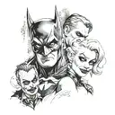 Batman Harley Quinn joker in gotham city tattoo design idea
