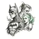 Batman Harley Quinn joker in gotham city tattoo design idea