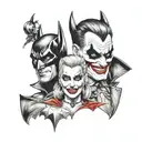 Batman Harley Quinn joker in gotham city tattoo design idea