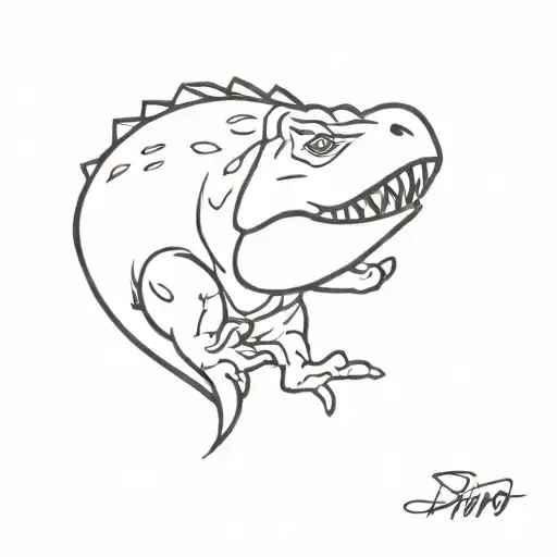 dino nugget in cursive shoulder piece tattoo design idea