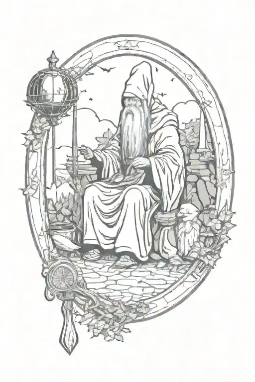hermit tarot card tattoo design idea