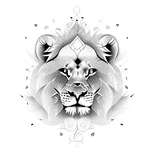 lion and cub symbolizing growth and manifestation  tattoo design idea
