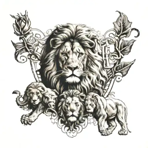 samson and the lion bible tattoo design idea