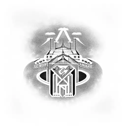 A tattoo of the team's stadium, Monumental, with a river flowing underneath symbolizing the club's name tattoo design idea