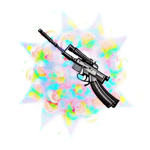 ak47 baloons tattoo design idea