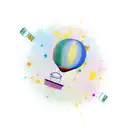 ak47 baloons tattoo design idea